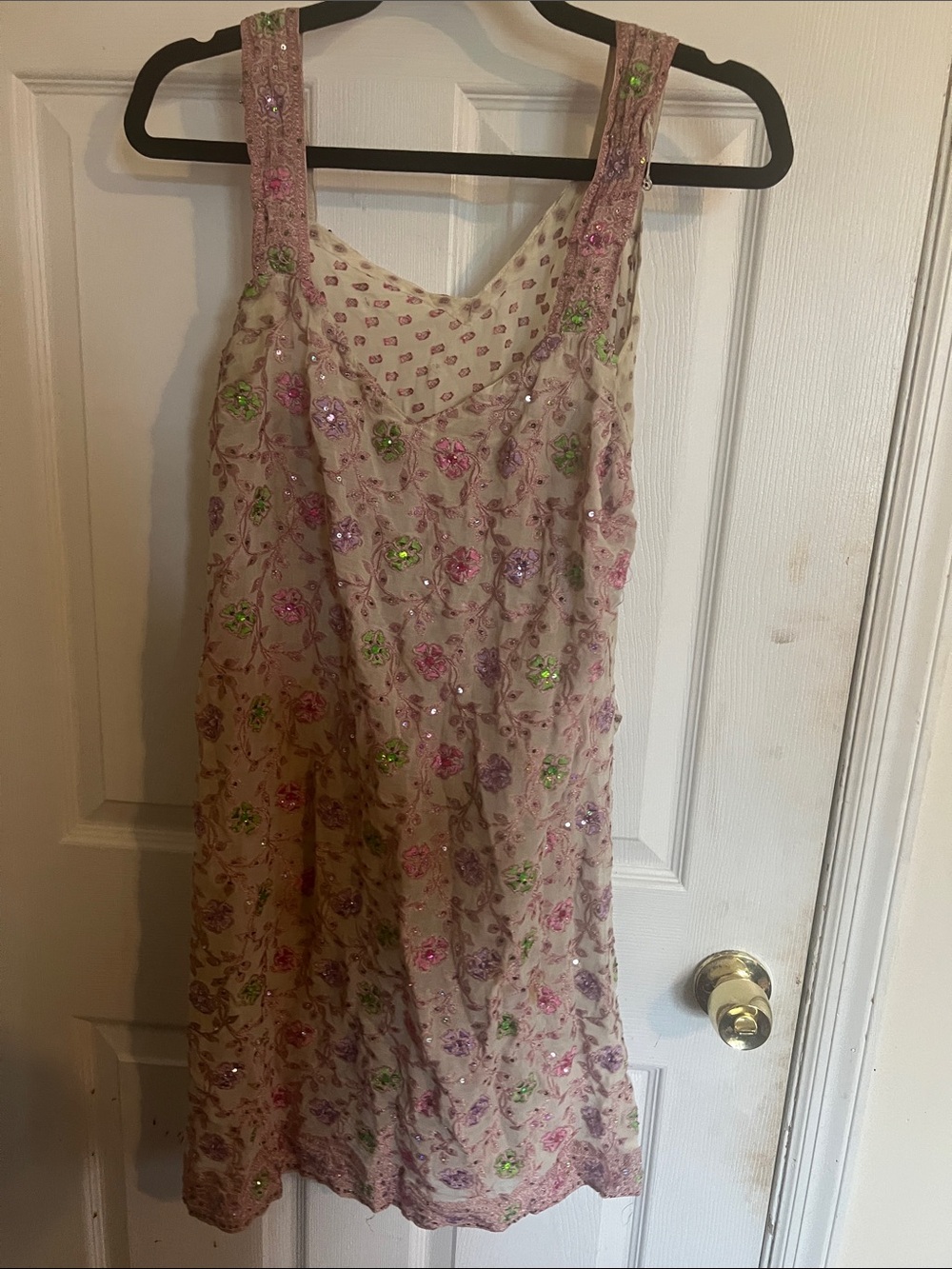 Vintage Embellished Light Pink Floral Sequin Girls' Formal Dress